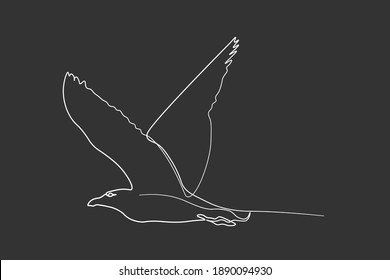 Continuous one line, drawing of birds hand-drawn, simple lines, vector illustration, logo