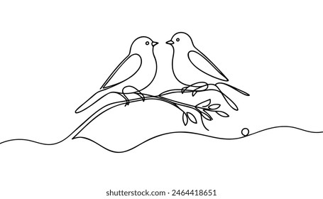 Continuous one line drawing birds. Minimalist bird, outline design.