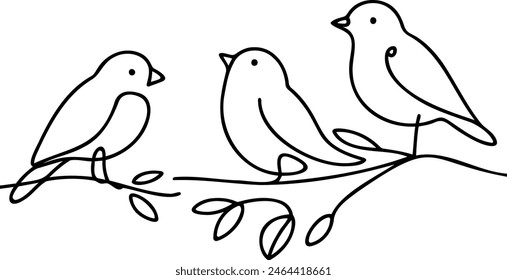 Continuous one line drawing birds. Minimalist bird, outline design.