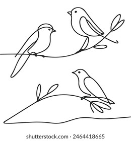 Continuous one line drawing birds. Minimalist bird, outline design.