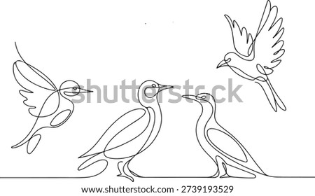 Continuous one line drawing birds. Minimalist bird, outline design.one line vector illustration with out background
