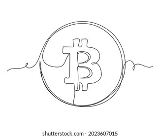 Continuous One Line Drawing Bitcoin Silhouette Stock Vector (Royalty ...