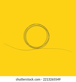 Kontinuierliche Zeichnung einer Linie aus schwarzem Kreis. Rahmenskizze auf weißem Hintergrund. Doodle-Vektorgrafik