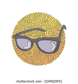Continuous one line drawing Black Eyeglasses. Modern fashionable spectacles. Hipster glasses. Black fashion reading glasses. Swirl curl circle background style. Single line draw design vector graphic