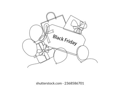 Continuous one line drawing Black Friday concept. Athletes playing with ball. Doodle vector illustration.