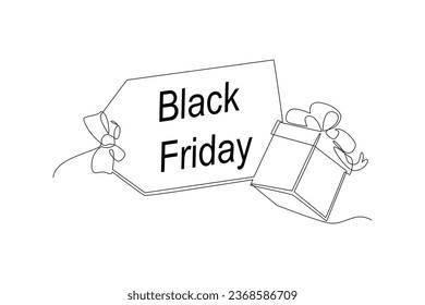 Continuous one line drawing Black Friday concept. Athletes playing with ball. Doodle vector illustration.