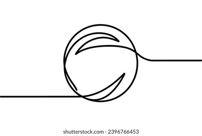 Continuous one line drawing of black circle. Round frame sketch outline on white background. 