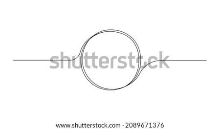 Continuous one line drawing of black circle. Round frame sketch outline on white background. Doodle vector illustration