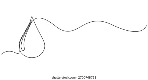 Continuous one line drawing of blood drop on transparent background, blood drop icon single line drawing, continuous line art drawing of blood drop, One line drawing of water drop. Vector illustration