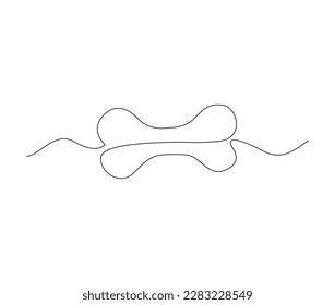 Continuous one line drawing of bone. simple human bone line art vector illustration. Bone toy for dog. Editable stroke.