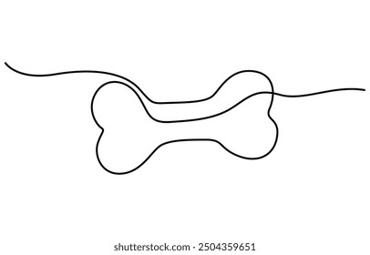  Continuous one line drawing of bone. simple human bone line art vector illustration. Bone toy for dog line art,