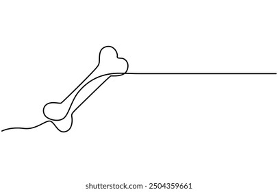  Continuous one line drawing of bone. simple human bone line art vector illustration. Bone toy for dog line art,