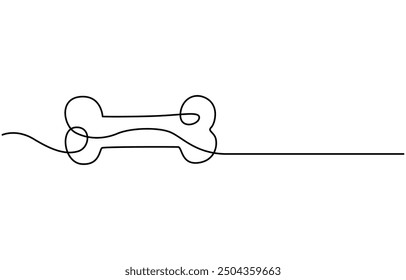  Continuous one line drawing of bone. simple human bone line art vector illustration. Bone toy for dog line art,