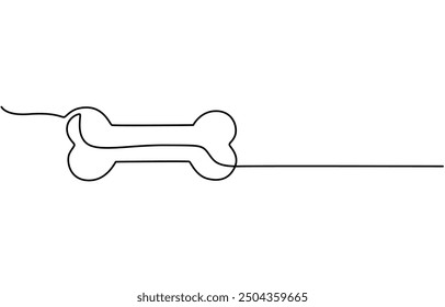  Continuous one line drawing of bone. simple human bone line art vector illustration. Bone toy for dog line art,