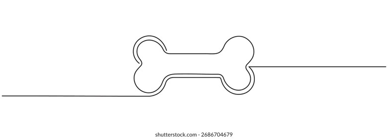Continuous one line drawing of Bone vector illustration. Editable outline