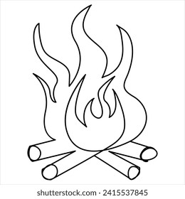 Continuous one line drawing of bonfire line art drawing vector illustration
