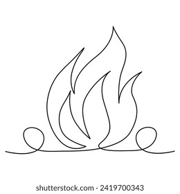 Dibujo continuo de una línea de la ilustración del vector de arte de una sola línea del fuego y trazo editable.