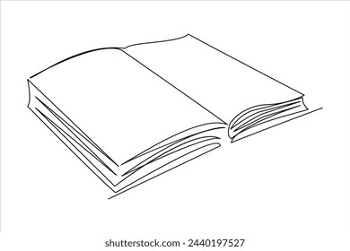 Continuous one line drawing of a book icon. outline vector illustration