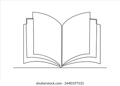 Continuous one line drawing of a book icon. outline vector illustration