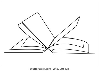
Fortlaufende einzeilige Zeichnung eines Buchsymbols. Vektorillustration der Gliederung