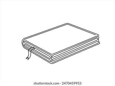 Continuous one line drawing of  book minimalist vector illustration design on white background. Isolated simple line modern graphic style. Hand drawn graphic concept for education