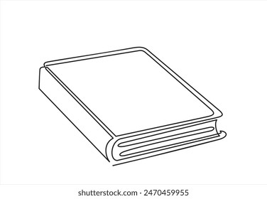 Continuous one line drawing of  book minimalist vector illustration design on white background. Isolated simple line modern graphic style. Hand drawn graphic concept for education