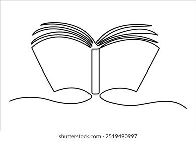 Continuous one line drawing of a book icon. outline vector illustration
