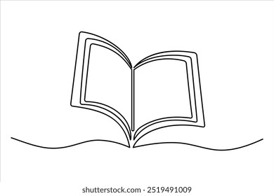 Dibujo continuo de una línea de un ícono de libro. Ilustración vectorial de contorno
