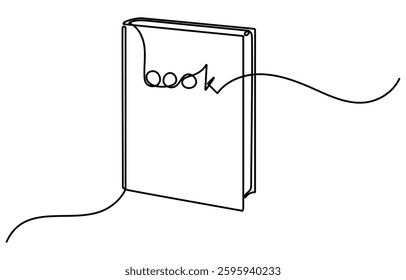 Continuous one line drawing of book opening vector graphic illustration