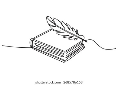 Continuous one line drawing of a book icon. outline vector illustration
