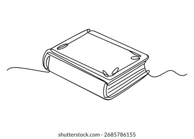 Dibujo continuo de una línea de un ícono de libro. Ilustración vectorial de contorno
