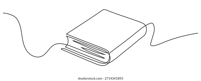 Dibujo continuo de una línea del Vector del icono del libro. símbolo del conocimiento y del aprendizaje. Ilustración vectorial.