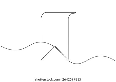 Continuous one line drawing of Bookmark icon set. Single line drawing illustration of Add bookmark icon. Collection bookmark concept vector art. Doodle line illustration.