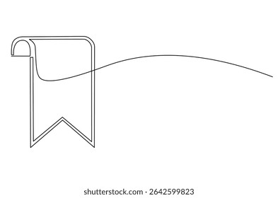 Continuous one line drawing of Bookmark icon set. Single line drawing illustration of Add bookmark icon. Collection bookmark concept vector art. Doodle line illustration.