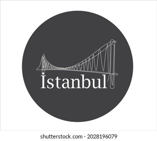 Continuous one line drawing of 
Bosphorus Bridge,
istanbul bridge logo. Trendy continuous line draw design vector illustration