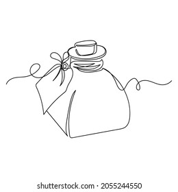 Continuous one line drawing of bottle with perfume aroma in silhouette on a white background. Linear stylized.