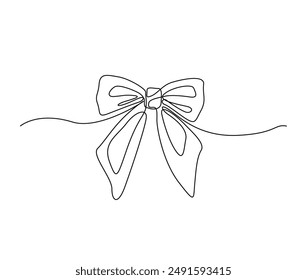 Continuous one line drawing of Bow Tie illustration. Bow tie outline for Happy Father's Day concept. Editable line stroke.