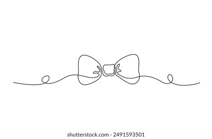 Continuous one line drawing of Bow Tie illustration. Bow tie outline for Happy Father's Day concept. Editable line stroke.