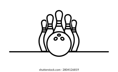 continuous one line drawing of bowling ball and bowling pins minimalist line art illustration symbolizing bowling sport competition strike accuracy recreation and athletic performance