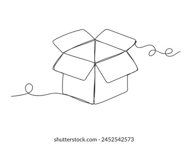 Continuous one line drawing box isolated minimalist linear illustration made of single line vector illustration on white background.