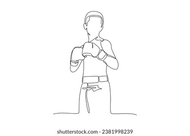 Kontinuierlich eine Linie ziehen Boxer, Muai thai Kämpfer. Boxen, Sport, Trainingskonzept. Doodle, Vektorgrafik.