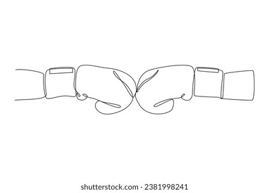 Continuous one line drawing boxers, Muai thai fighters. Boxing, sports, workout concept. Doodle vector illustration.