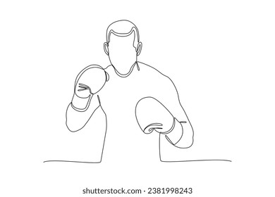 Continuous one line drawing boxers, Muai thai fighters. Boxing, sports, workout concept. Doodle vector illustration.