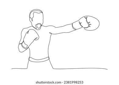 Continuous one line drawing boxers, Muai thai fighters. Boxing, sports, workout concept. Doodle vector illustration.