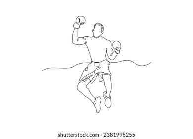 Continuous one line drawing boxers, Muai thai fighters. Boxing, sports, workout concept. Doodle vector illustration.