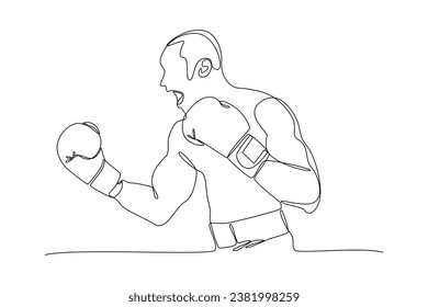 Continuous one line drawing boxers, Muai thai fighters. Boxing, sports, workout concept. Doodle vector illustration.