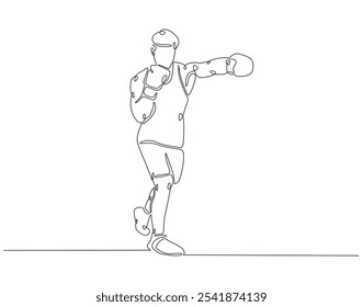 Continuous one line drawing of boxers. One line drawing illustration of boxing athlete. Sports, workout concept single line. Editable outline
