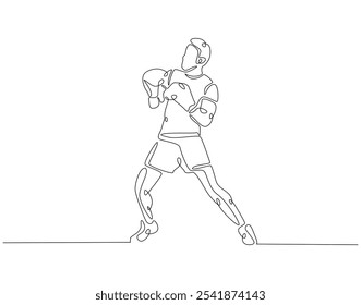 Continuous one line drawing of boxers. One line drawing illustration of boxing athlete. Sports, workout concept single line. Editable outline