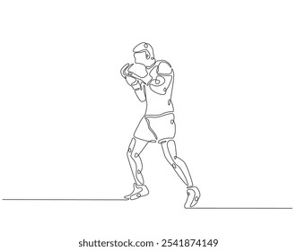 Continuous one line drawing of boxers. One line drawing illustration of boxing athlete. Sports, workout concept single line. Editable outline