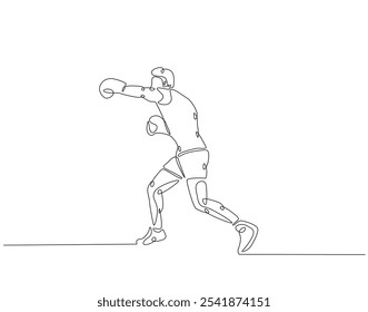 Continuous one line drawing of boxers. One line drawing illustration of boxing athlete. Sports, workout concept single line. Editable outline